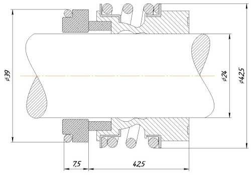 Uszczelnienie mechaniczne wału pompy R-MG13 24, CAR/SIC, VITON, 304, G6