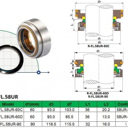 Uszczelnienie mechaniczne pompy Flygt R-FL.58UR 60, D, TC/TC, VITON, 304