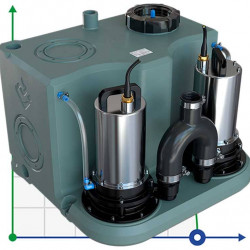 Stacja magazynowa Sololift z mechanizmem tnącym z dwiema pompami i panelem sterowania AIZL-SC750W Double, 15,5/13,5, 0,75 kW, 220 V, 2800 obr./min