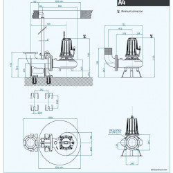 Pompa głębinowa Dreno AT 150/4/173 C. 256 z jednokanałowym wirnikiem otwartym
