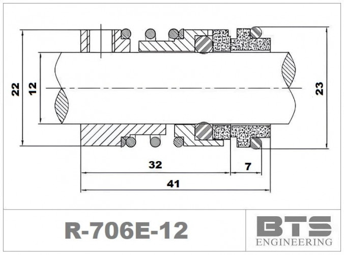Uszczelnienie mechaniczne pompy CDLF, Speroni VS R-706E 12, CAR/TC, VITON, 304