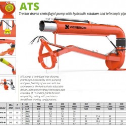 Veneroni ATS 30/540, 3,5m, 1080 m3/h pompa od WOM z obrotem hydraulicznym, 1080 m3/h i teleskopowa rura