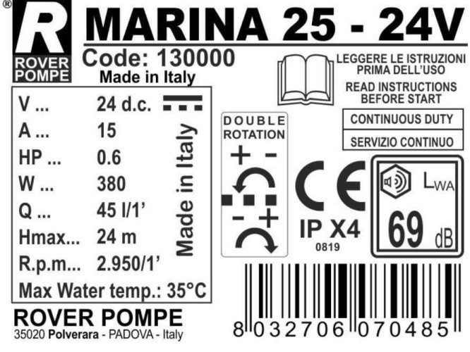 MARINA 25-24V pompa do przesyłu paliw i smarów