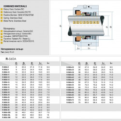 Uszczelnienie mechaniczne wału pompy R-560A 40, CAR/SIC, EPDM, 304