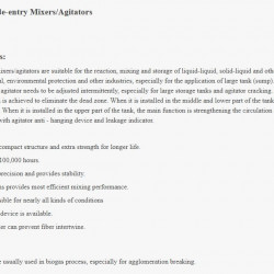 Mieszalnik pierścieniowo-obrotowy, mieszadło GREATWALL MIXERS z bocznym wejściem seria SKJ moc do 18,5 kW 360 obr./min