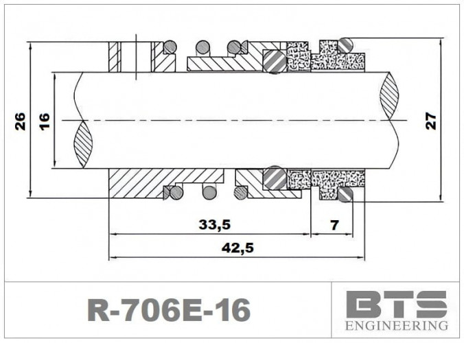 Uszczelnienie mechaniczne pompy Nocchi, Speroni, CDLF R-706E 16, CAR/TC, VITON, 304