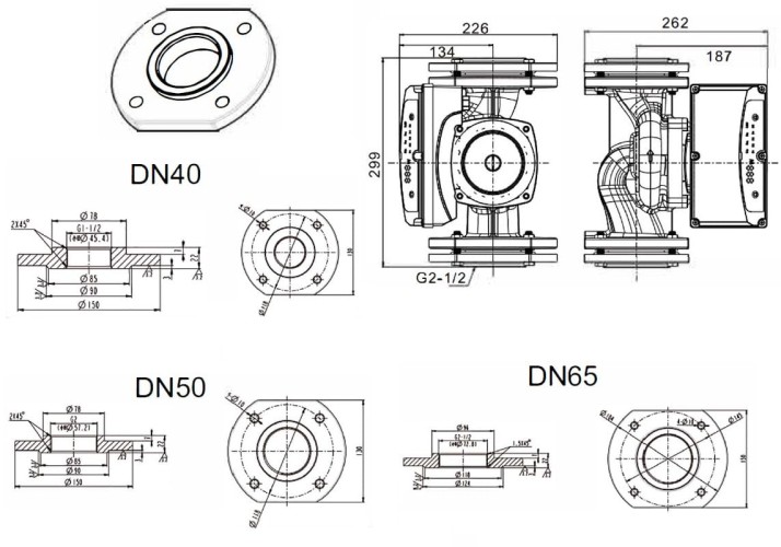 Energooszczędna pompa obiegowa HRS600EA-DN65, 220 V z mokrym wirnikiem