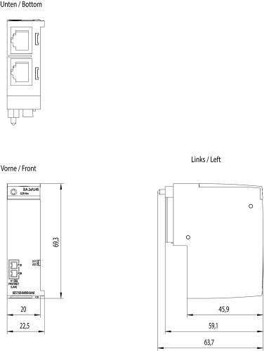 6ES7193-6AR00-0AA0 Adapter magistrali BA 2X RJ45