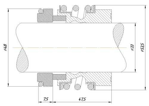 Uszczelnienie mechaniczne wału pompy R-MG13 33, CAR/SIC, VITON, 304, typ G6 BURGMANN MG13, AESSEAL B013, B093U, B013SS, FLOWSERVE 193