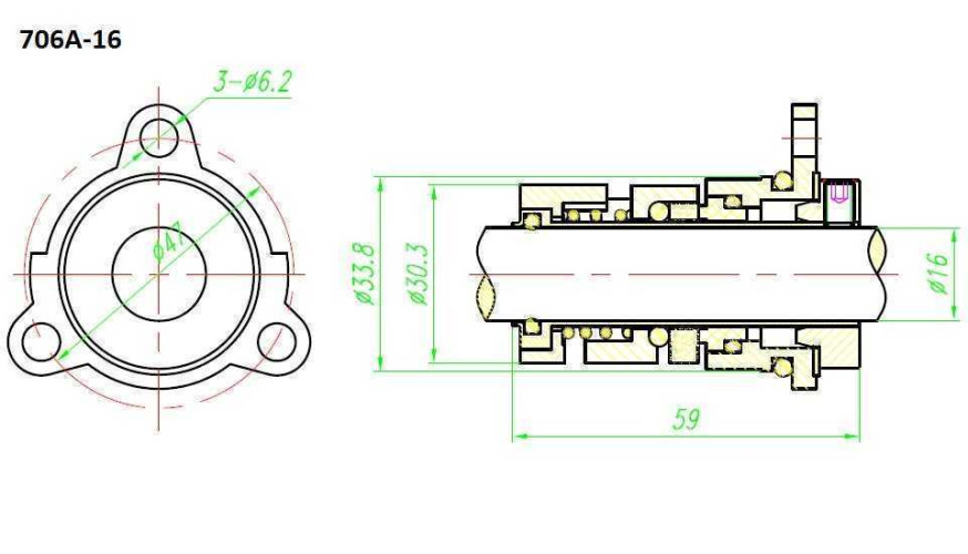 Uszczelnienie pompy Grundfos R-706A 12, SIC/SIC, VITON, 304