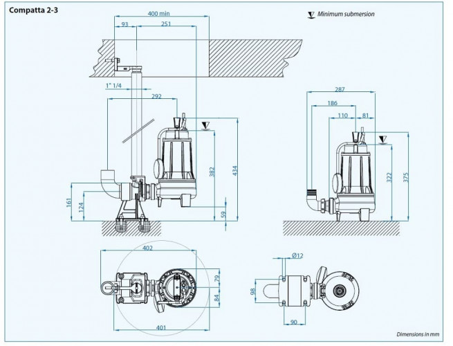 Pompa zanurzeniowa Dreno COMPATTA EVO 2, M/G z wirnikiem wirowym