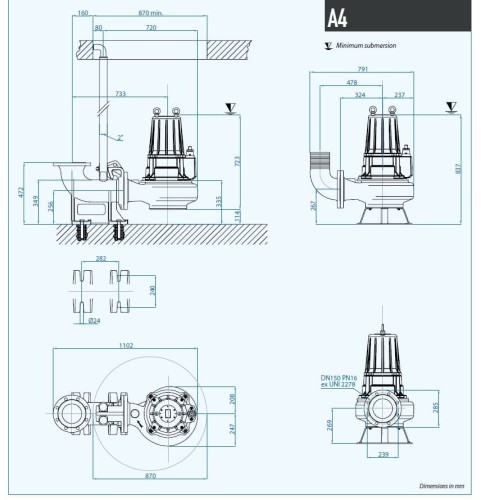 Pompa głębinowa Dreno AT-EX 150/4/200 C. 260 z jednokanałowym otwartym wirnikiem