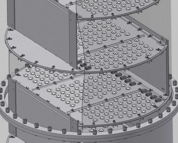 Płyta kolumny zaworowej 1400 mm, grubość 3 mm, zawór 2 mm, H - 340 mm, AISI 321