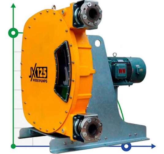 Przemysłowa pompa wężowa JXHIN-125-CI+SS-NBR-P, 66 m3/h, 22 kW, 16 bar, 380V