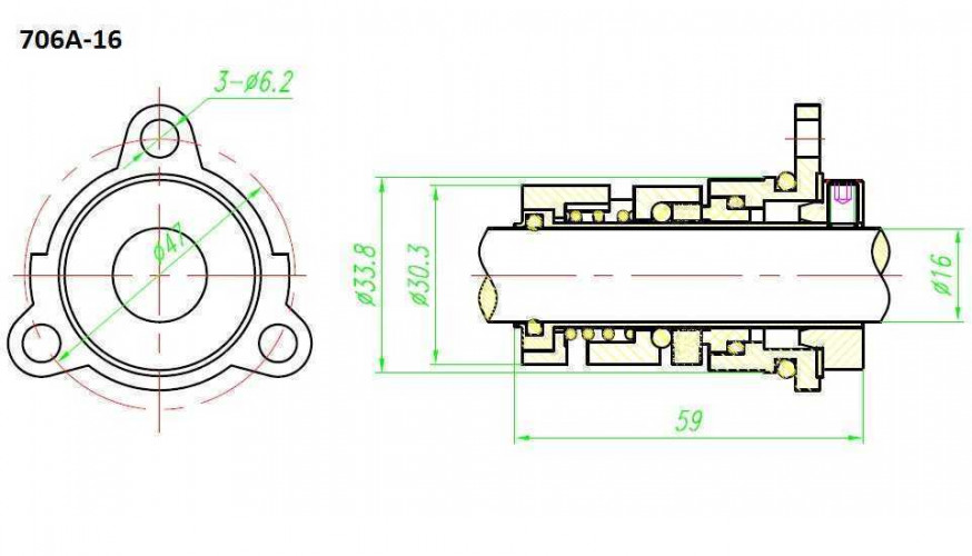 Uszczelnienie pompy Grundfos R-706A 16, SIC/SIC, VITON, 304