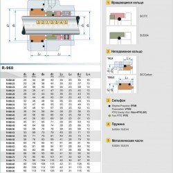 Uszczelnienie pompy R-960 60, SIC/SIC, VITON, 304, T30LE