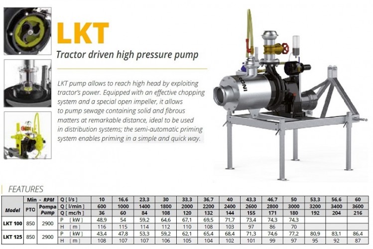 Veneroni LKT 125/850, 216 m3/h pompa wysokociśnieniowa od WOM