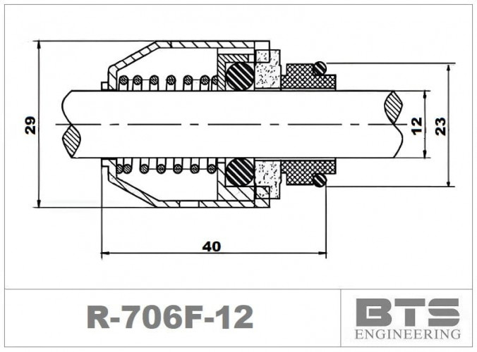 Uszczelnienie mechaniczne R-706F 12, TC/TC, VITON, 304 do pomp Grundfos serii CH, CR, CRN, CRT