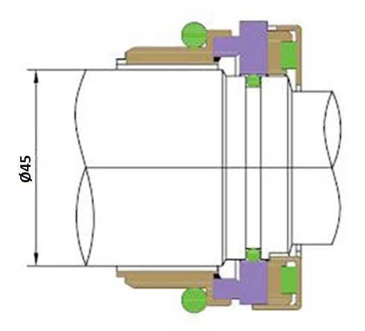 Uszczelnienie mechaniczne FLYGT R-FL.OL 45, TC/TC, VITON