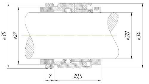 Uszczelnienie mechaniczne wału R-HJ92N 20, CAR/SIC, VITON, 304, G16
