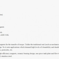 Mieszalnik higieniczny z napędem magnetycznym Mieszalniki GREATWALL z wejściem od dołu Seria MTS o mocy do 7,5 kW 40~360 obr./min
