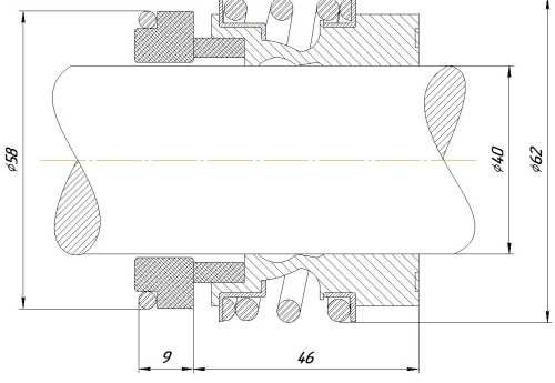 Uszczelnienie mechaniczne wału R-MG13 40, SIC/SIC, VITON, 304, G6