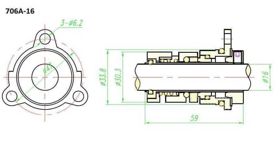 Uszczelnienie pompy Grundfos R-706A 22, SIC/SIC, VITON, 304