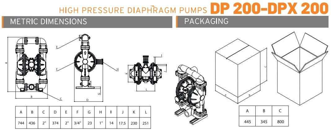 DP 200 DD/SN - wysokociśnieniowa pneumatyczna pompa membranowa DiaPump