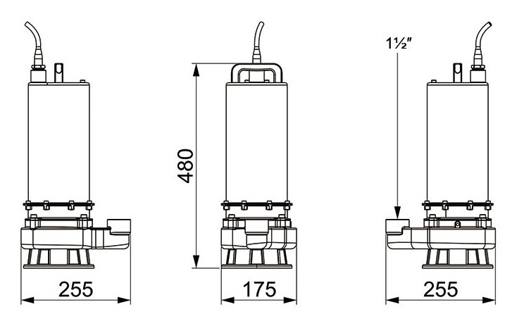 Pompa ściekowa ze stali nierdzewnej AIZL-S150, 27/19,5, 1,5 kW, 220 V, 2800 obr./min