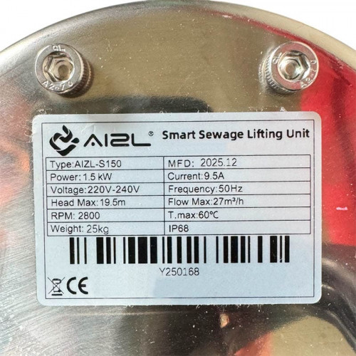 Pompa ściekowa ze stali nierdzewnej AIZL-S150, 27/19,5, 1,5 kW, 220 V, 2800 obr./min