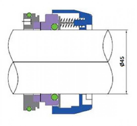 Uszczelnienie mechaniczne wału pompy FLYGT R-FL.OU 45, TC/TC, VITON