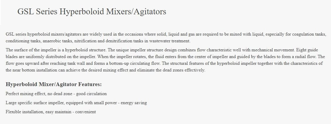 Mieszalnik hiperboloidalny GREATFALL MIXERS seria GSL