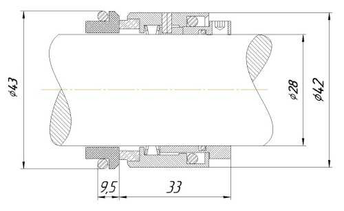 Uszczelnienie mechaniczne do pompy KSB R-HJ92N 28, CAR/SIC, VITON, 304, G16