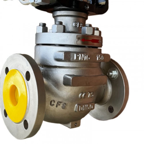 DN50 Pneumatycznie sterowany zawór regulacyjny 10P11Y-DNx5016Z-L112C-C (korpus CF8, gniazdo SS304) z pozycjonerem YT-1000, wejście 4-20 mA, Ex