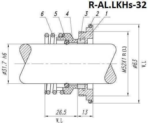 Uszczelnienie pompy Alfa Laval R-AL.LKHs 32, CAR/SIC, EPDM, 304