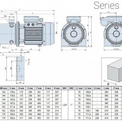 Pompa wielostopniowa pozioma EHX 5/6, 1,3 kW, 7,2 m3/h, 70m, 220V/M, AISI 304 (EBARA MATRIX)
