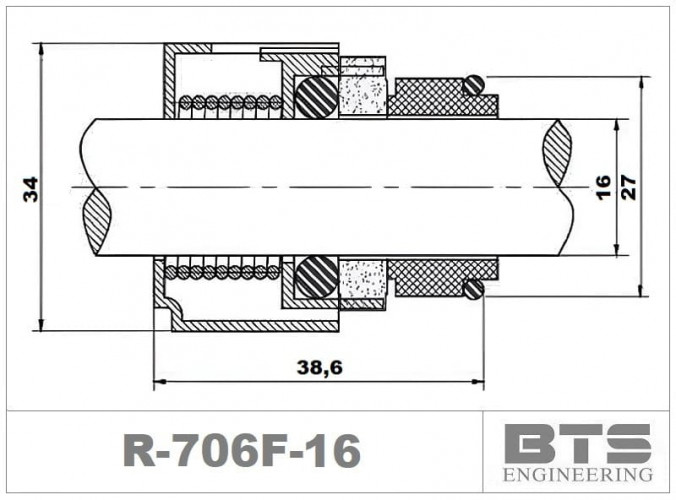 Uszczelnienie mechaniczne do pompy Grundfos R-706F 16, TC/TC, VITON, 316
