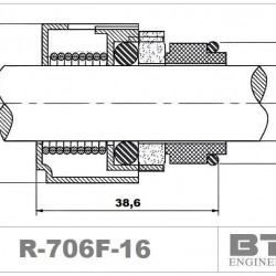 Uszczelnienie mechaniczne do pompy Grundfos R-706F 16, TC/TC, VITON, 316
