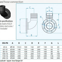 DN65/PN10 Dreno N5, przyłącze kołnierzowe do węża, korpus żeliwny GG25
