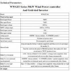 Zestaw pozioma turbina wiatrowa serii G RX-50KG 50 kW 380 V, sterownik falownika sieciowego WWGIT 50 kW 380 V