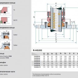 Uszczelnienie pompy R-HG202 95, SIC/CAR, VITON, 304