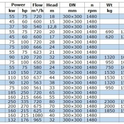 BGW 300-315B (580/24), 55kW, 1480 odśrodkowa pompa pozioma