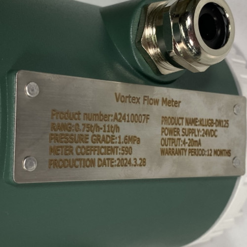 DN125 Przepływomierz wirowy ze stali nierdzewnej KLUGB PN16 RF kołnierz DIN, do pary 0.75-11 t/h <1,6 MPa, <250°C, 4-20mA, ExdIIBT6