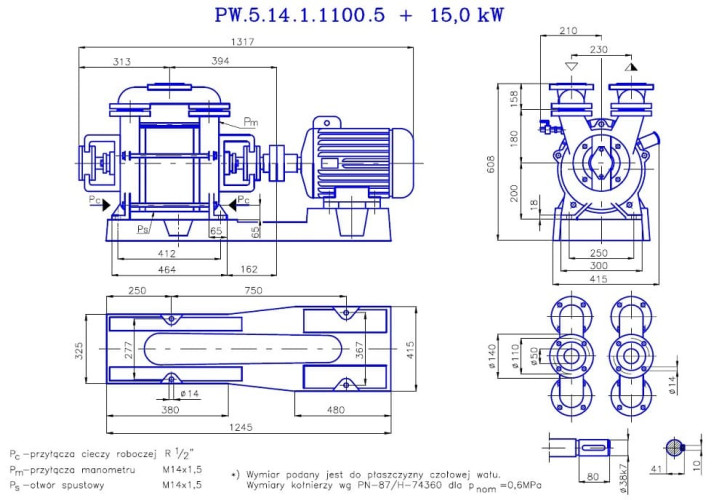 PW.5.14.1.1100 pompa próżniowa jednostopniowa