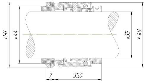 Uszczelnienie mechaniczne R-HJ92N 35, CAR/SIC, VITON, 304, G16