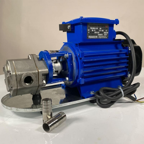 Pompa zębata ze stali nierdzewnej do pompowania śmietany, oleju, bitej śmietany WCB-50/380V 50Hz, 25 l/min, 30 m, AISI 304, 0,55 kW, 1400 obr./min, Ex