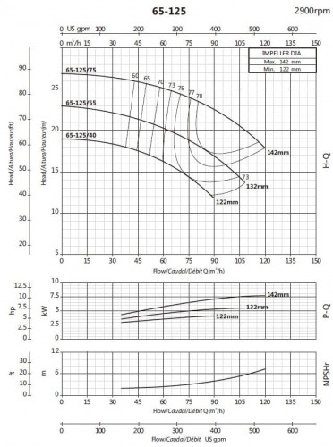 Pompa konsolowa do nawadniania BSM 65-125/55 (72/19), 5,5kW, 2900