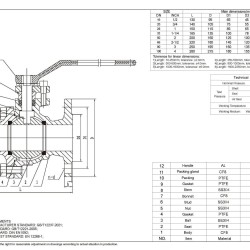 PN16 DN20 Zawór kulowy ze stali nierdzewnej AISI 304, Seat PTFE