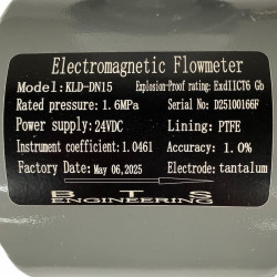 DN15 Przepływomierz elektromagnetyczny ze stali węglowej KLD PN16 (98% kwas siarkowy), 0,19-3,18 m3/h, 4-20mA+RS485