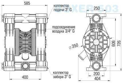 Pneumatyczna pompa membranowa BOXER 503 Metal AISI 316